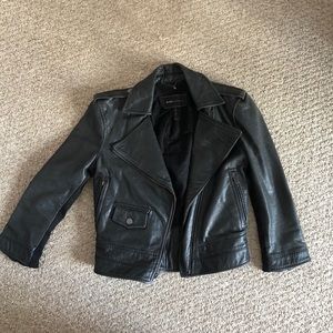 BCBG Maxazaria Leather Cropped Moto Jacket XS